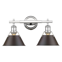  3306-BA2 CH-RBZ - Orwell CH 2 Light Bath Vanity in Chrome with Rubbed Bronze shades